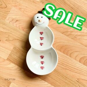 Vintage GIFTCO Smiley Snowman Ceramic Christmas Serving Bowl